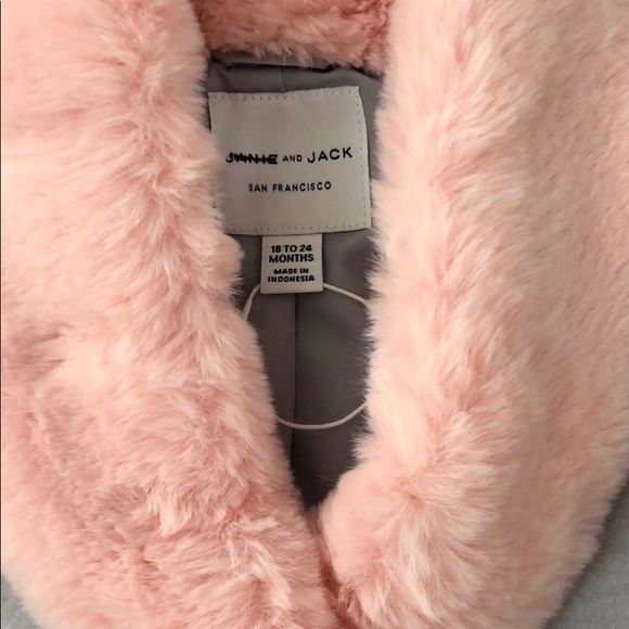 Janie and Jack Faux Fur Trim Belted Coat Gray Pink - Picture 6 of 11